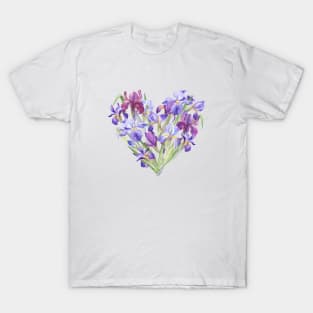 Iris Flowers Heart T-Shirt